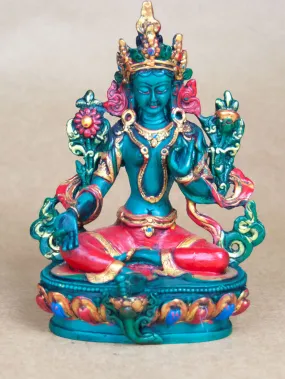 Painted Green Tara Statue