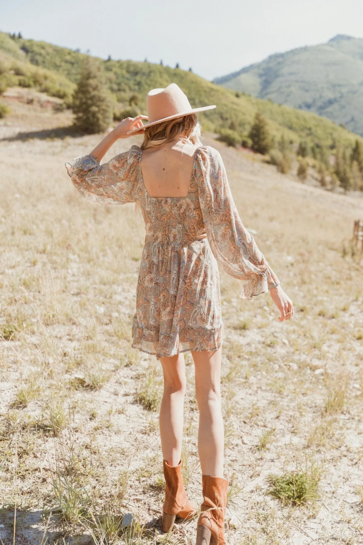 Paisley Floral Print Ruffled Mini Dress