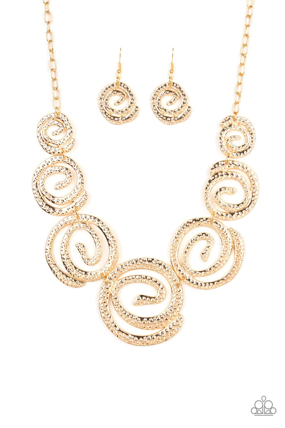 Paparazzi Necklace ~ Statement Swirl - Gold Swirl Necklace