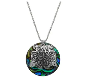 Paua & Sterling Silver Lovebirds Necklace - 1 inch