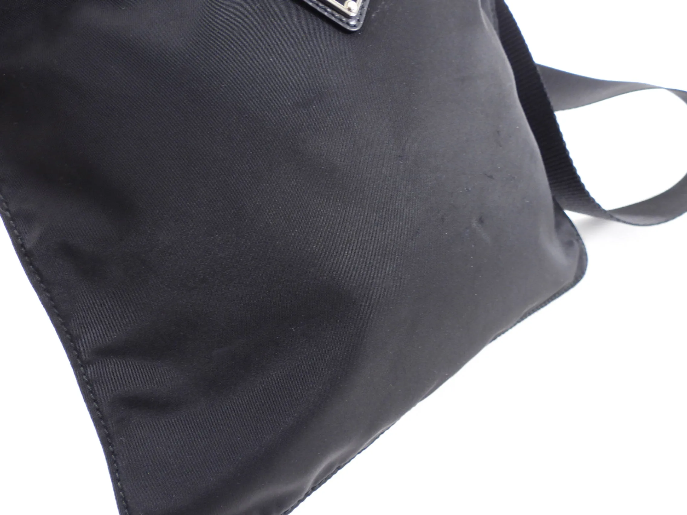 Prada Vintage Black Nylon Small Flat Messenger Bag