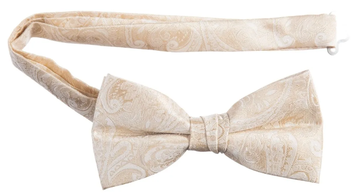 Pre-tied Adjustable Bow Tie of Satin Paisley Jacquard