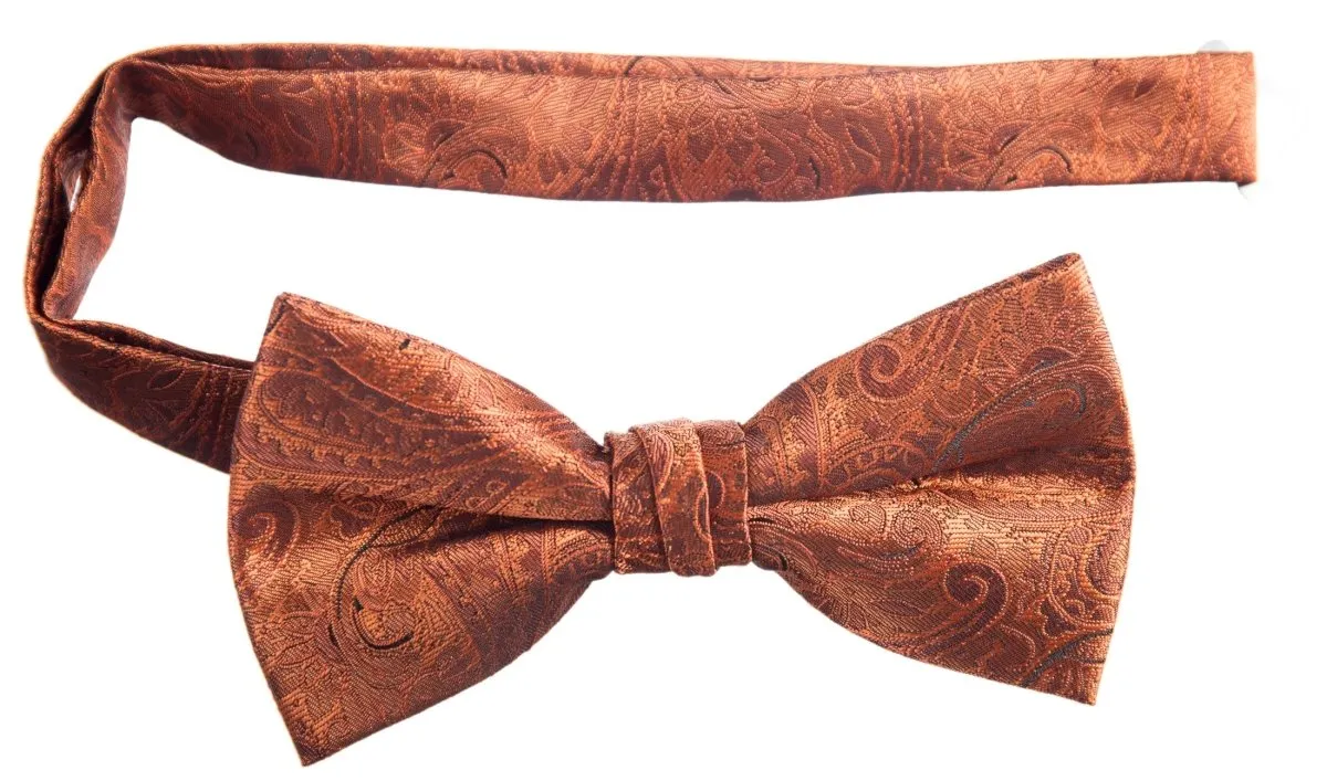 Pre-tied Adjustable Bow Tie of Satin Paisley Jacquard