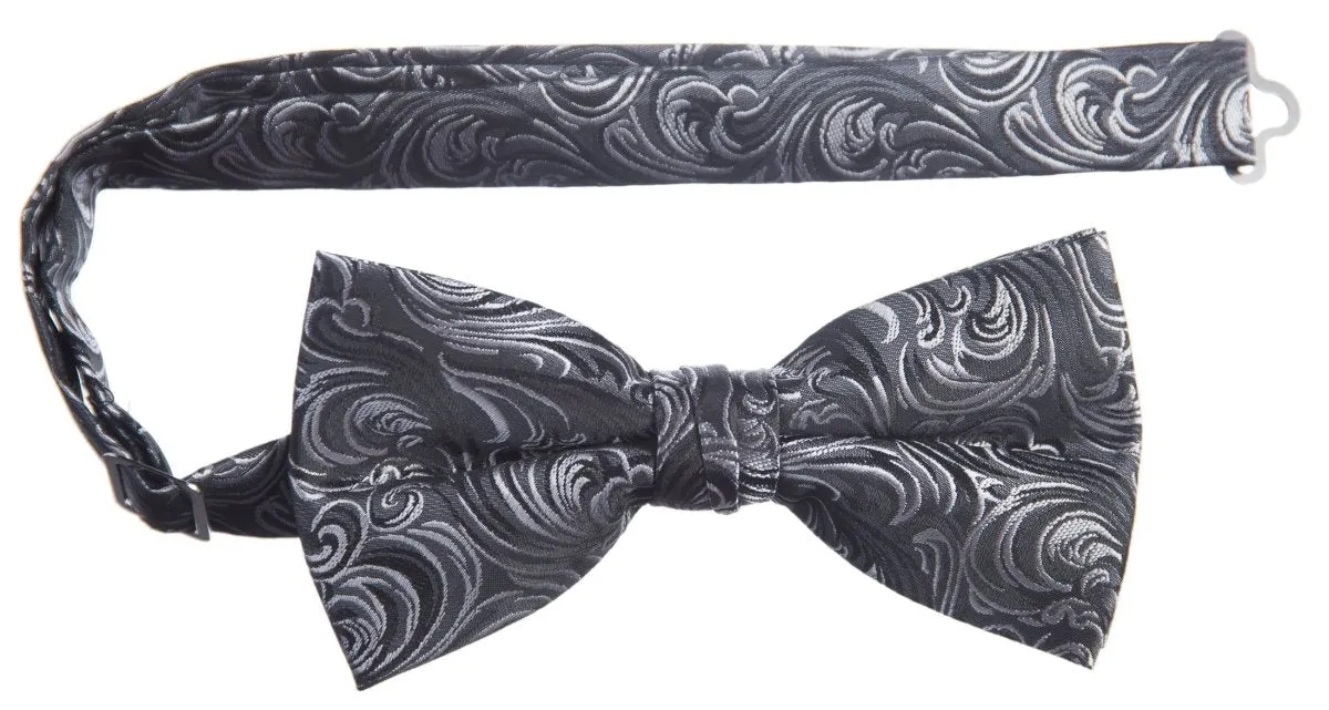 Pre-tied Adjustable Bow Tie of Satin Paisley Jacquard