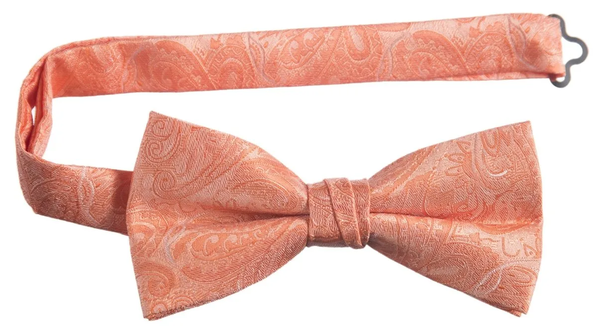 Pre-tied Adjustable Bow Tie of Satin Paisley Jacquard