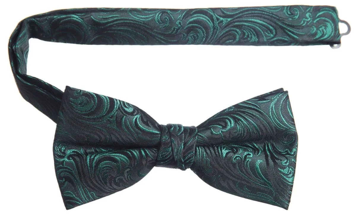 Pre-tied Adjustable Bow Tie of Satin Paisley Jacquard