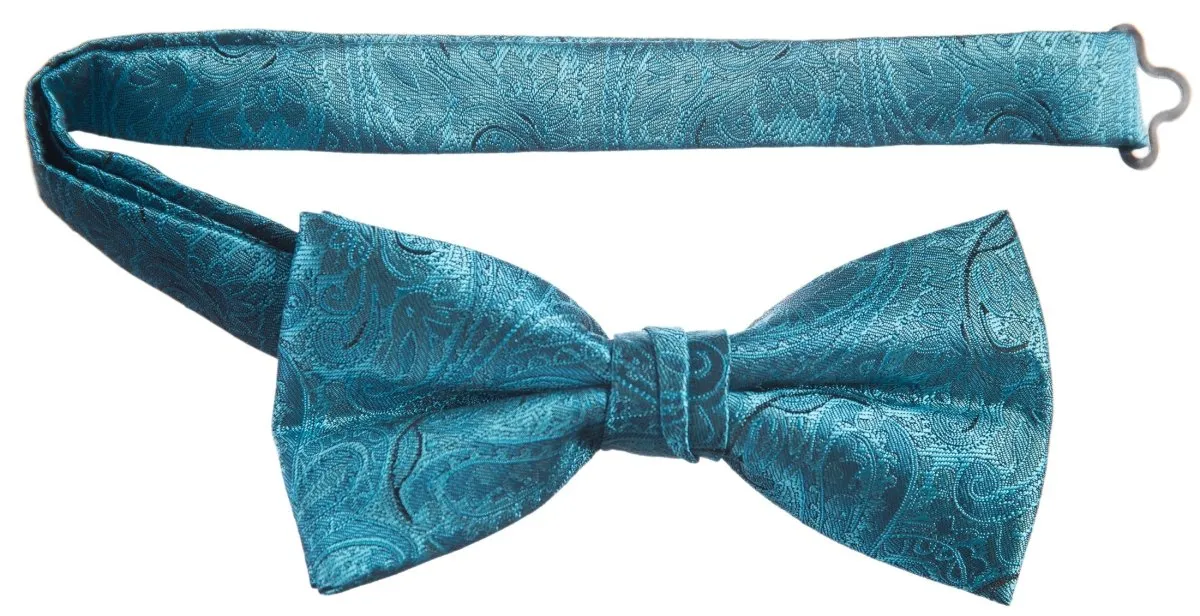 Pre-tied Adjustable Bow Tie of Satin Paisley Jacquard