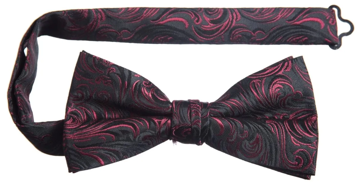 Pre-tied Adjustable Bow Tie of Satin Paisley Jacquard