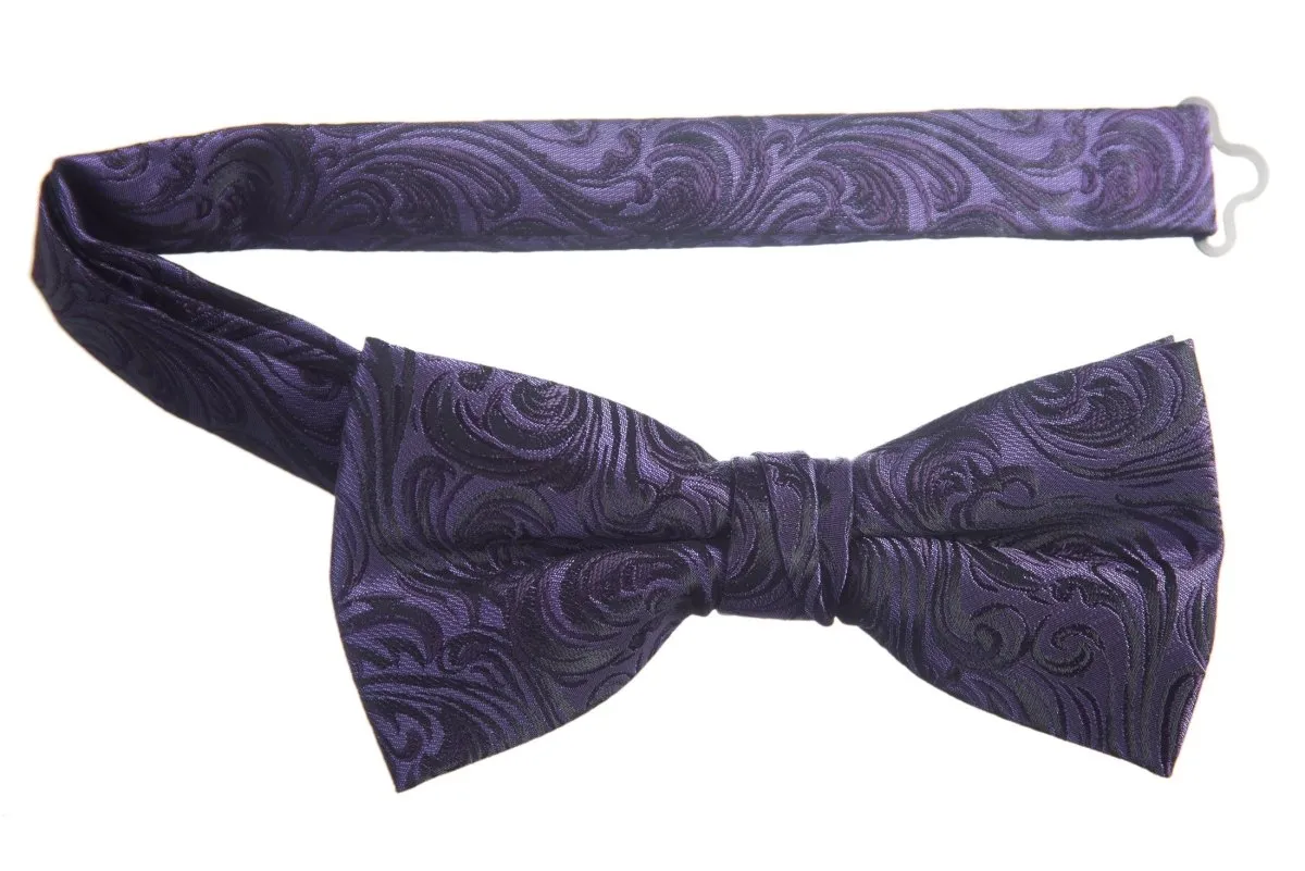 Pre-tied Adjustable Bow Tie of Satin Paisley Jacquard