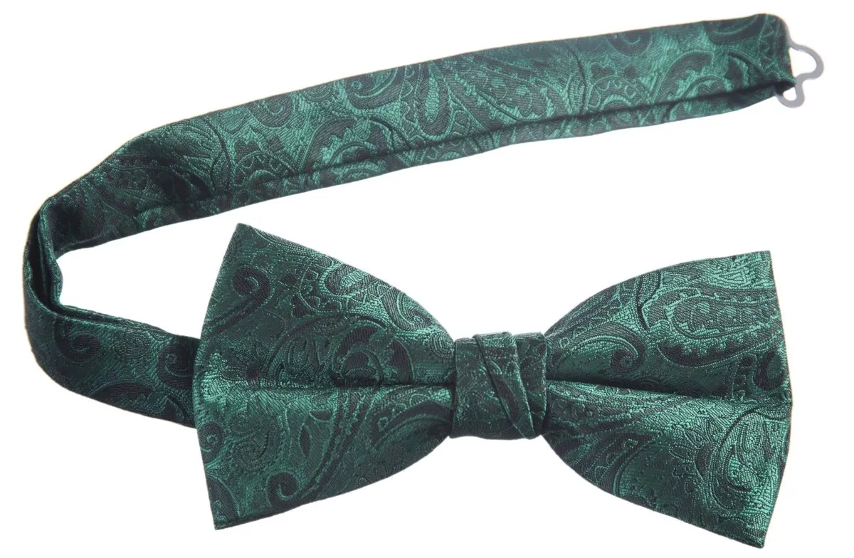 Pre-tied Adjustable Bow Tie of Satin Paisley Jacquard