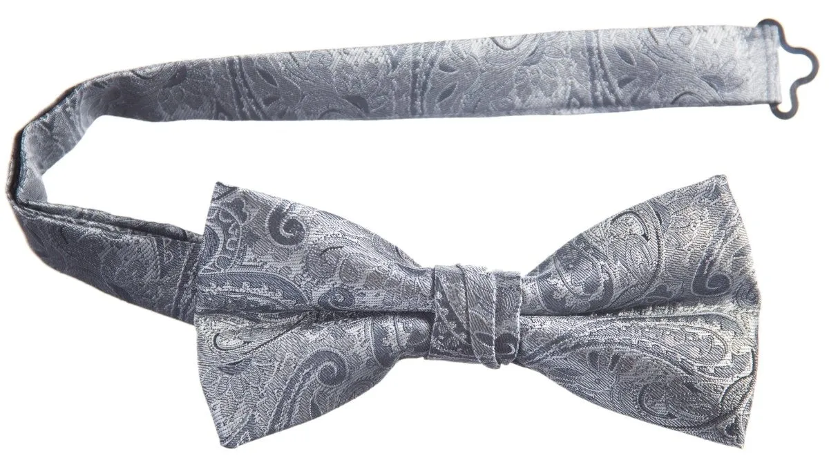 Pre-tied Adjustable Bow Tie of Satin Paisley Jacquard