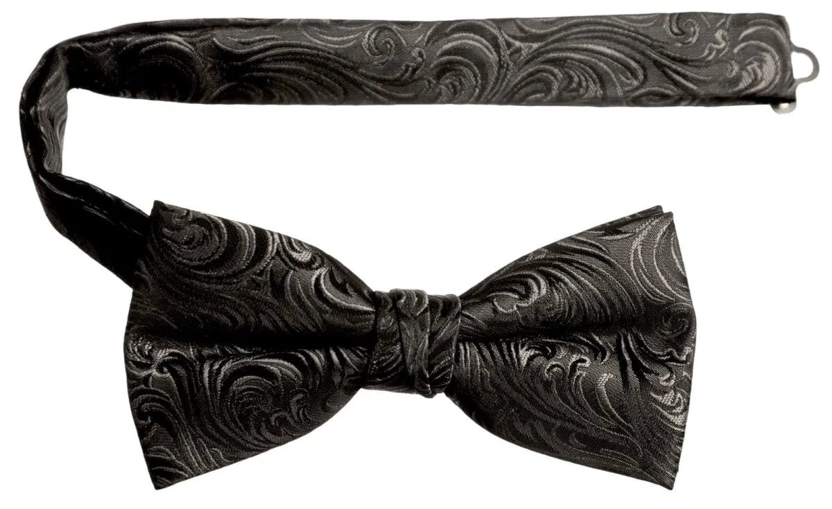 Pre-tied Adjustable Bow Tie of Satin Paisley Jacquard