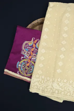 Pure Offwhite Color Bangladeshi Jamdani with Lace Border