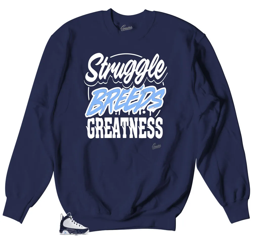 Retro 9 University Blue All Star Struggle Breeds Sweater