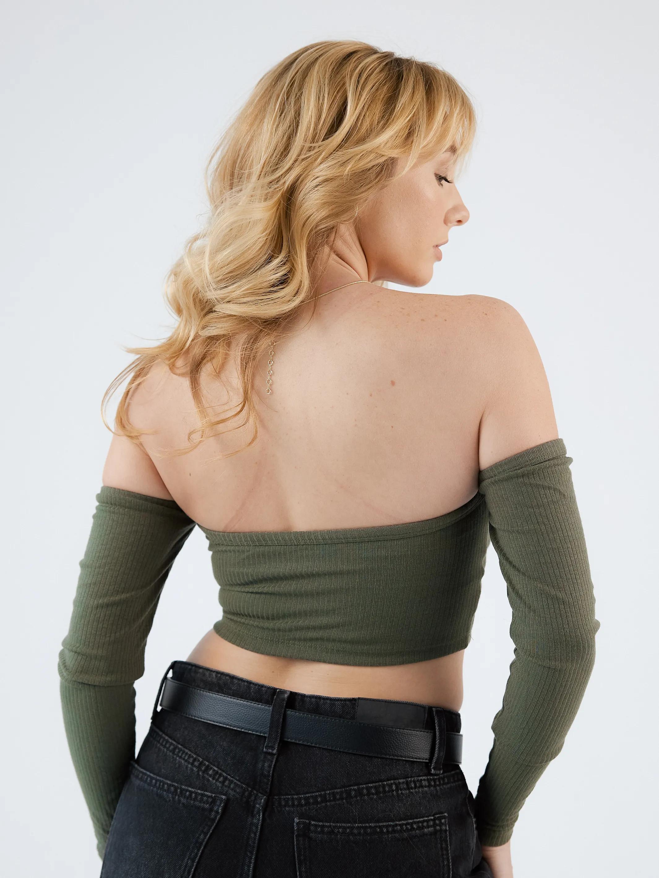 Ribbed Long Sleeve Tube Top Brami