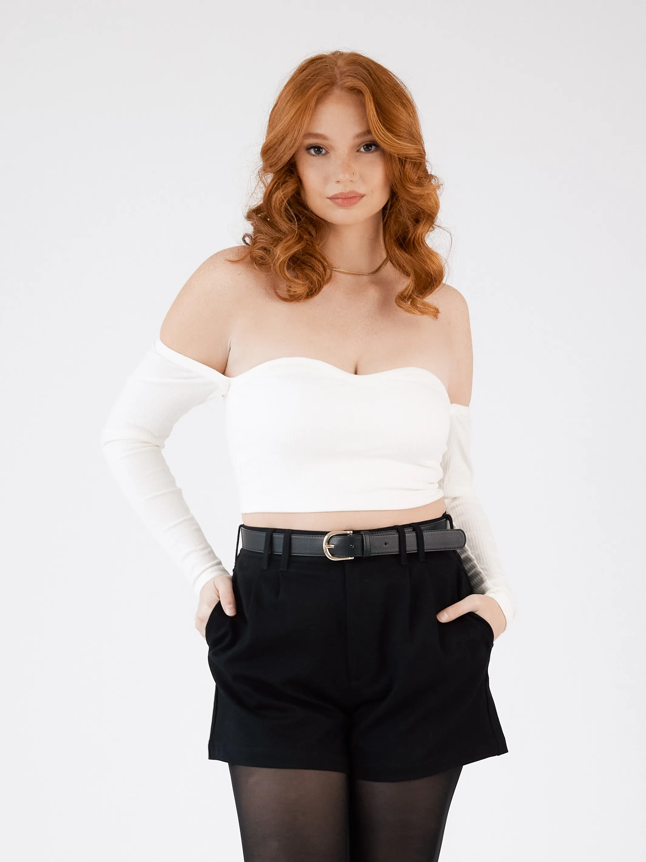 Ribbed Long Sleeve Tube Top Brami