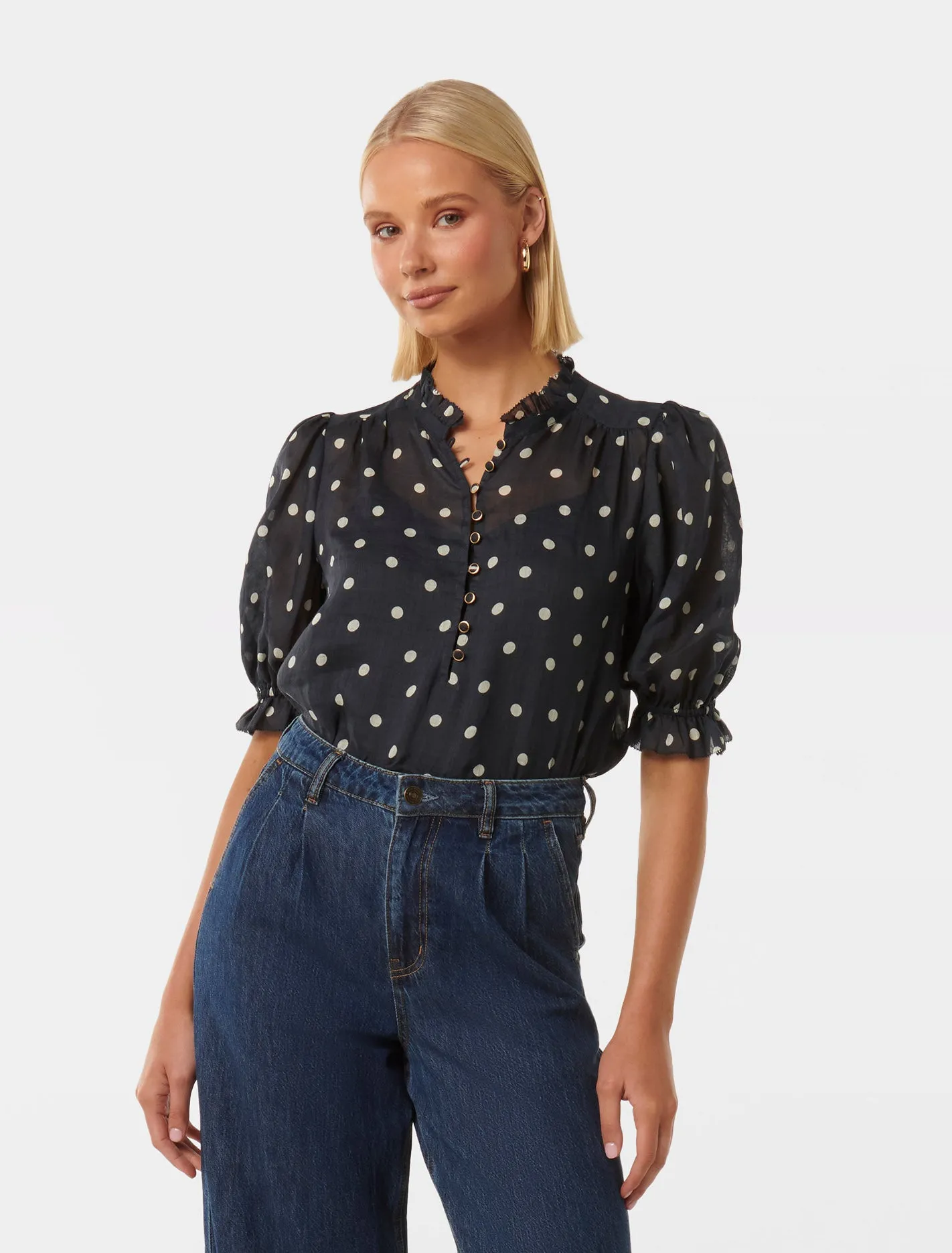 Rita Half Placket Ramie Blouse