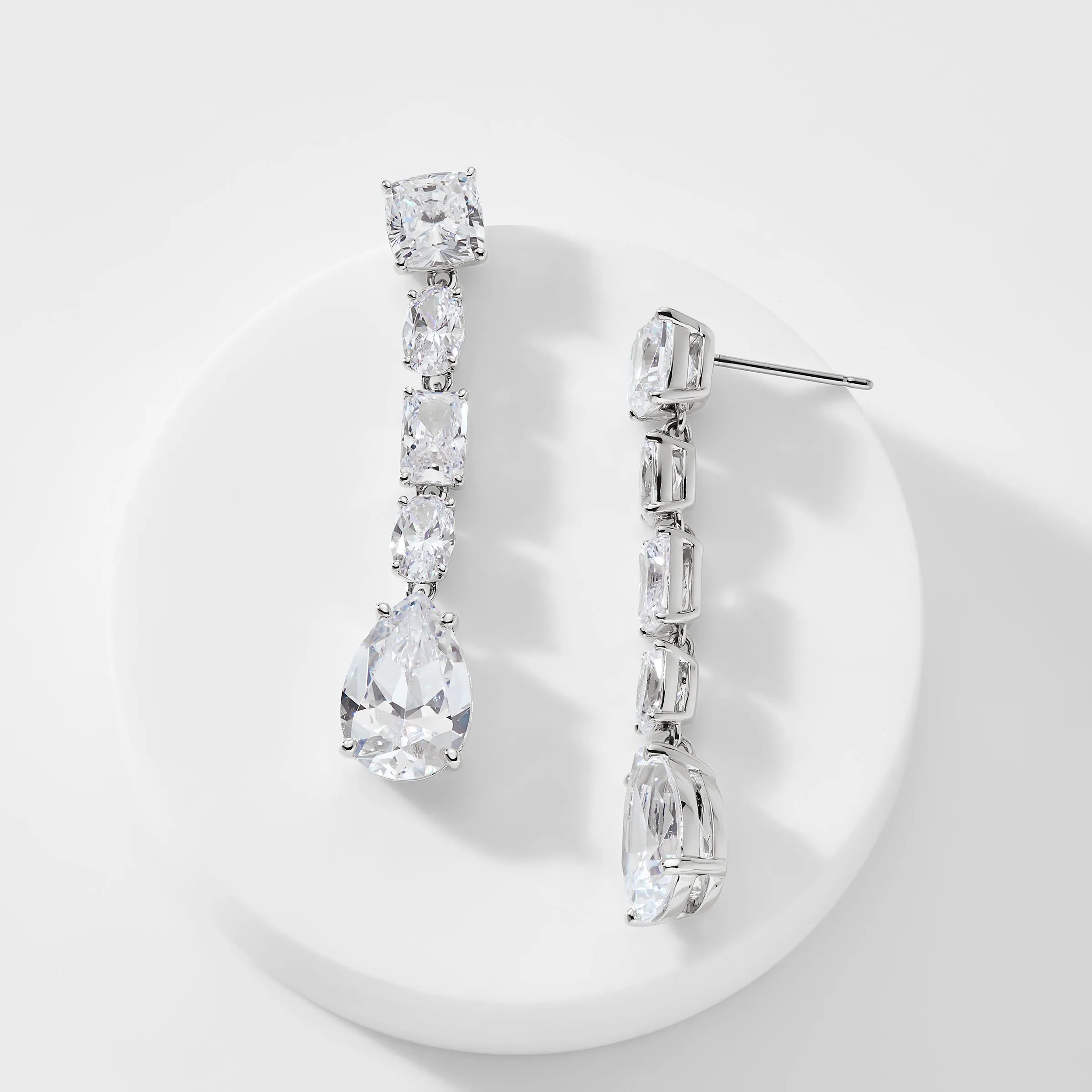 SHINE ON CZ LINEAR DROP EARRINGS