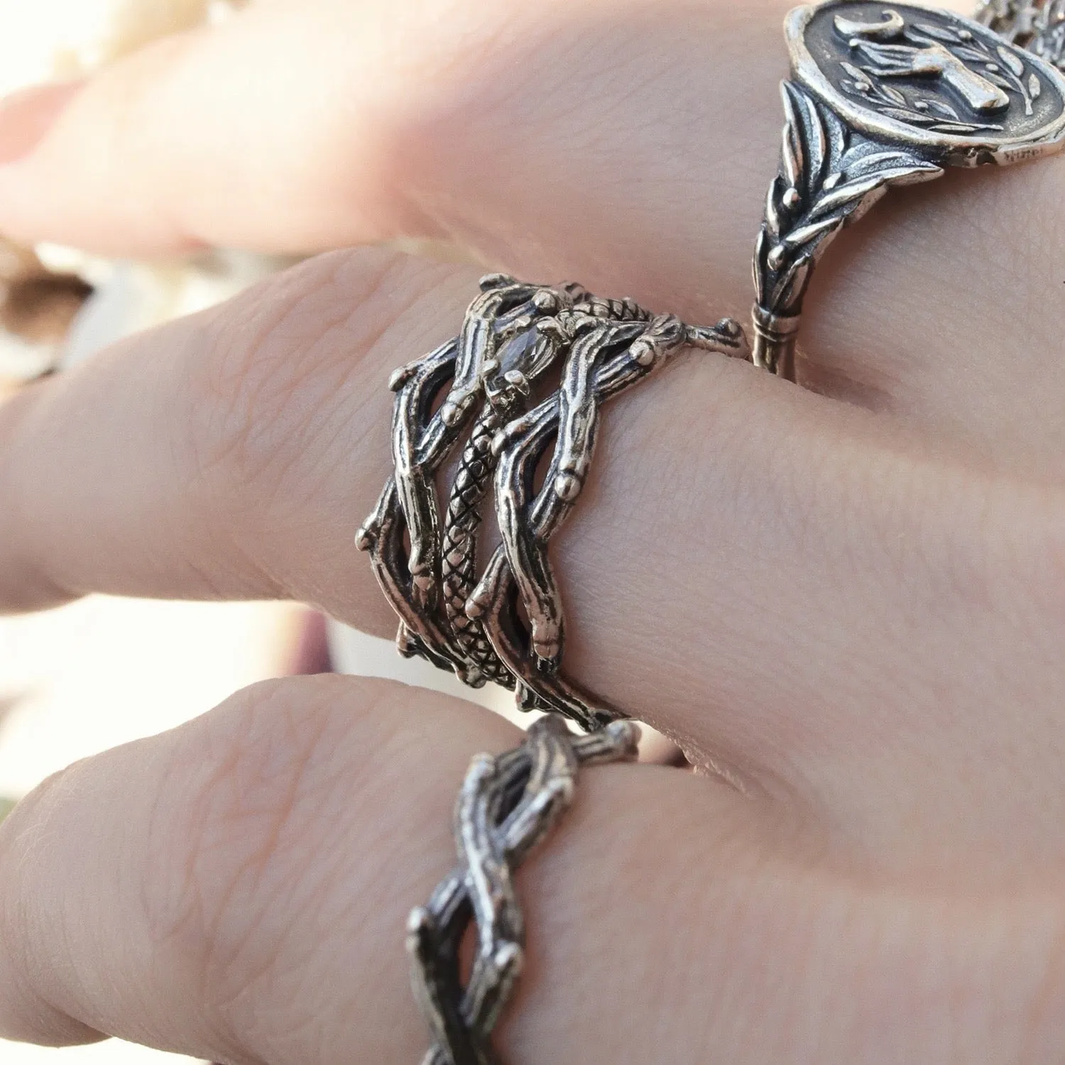 Silvestre Double Wrap Gothic Thorn Branch Ring