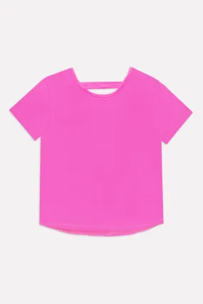 Simply Soft Bar-Back Shirttail Top - Neon Fuchsia Pink