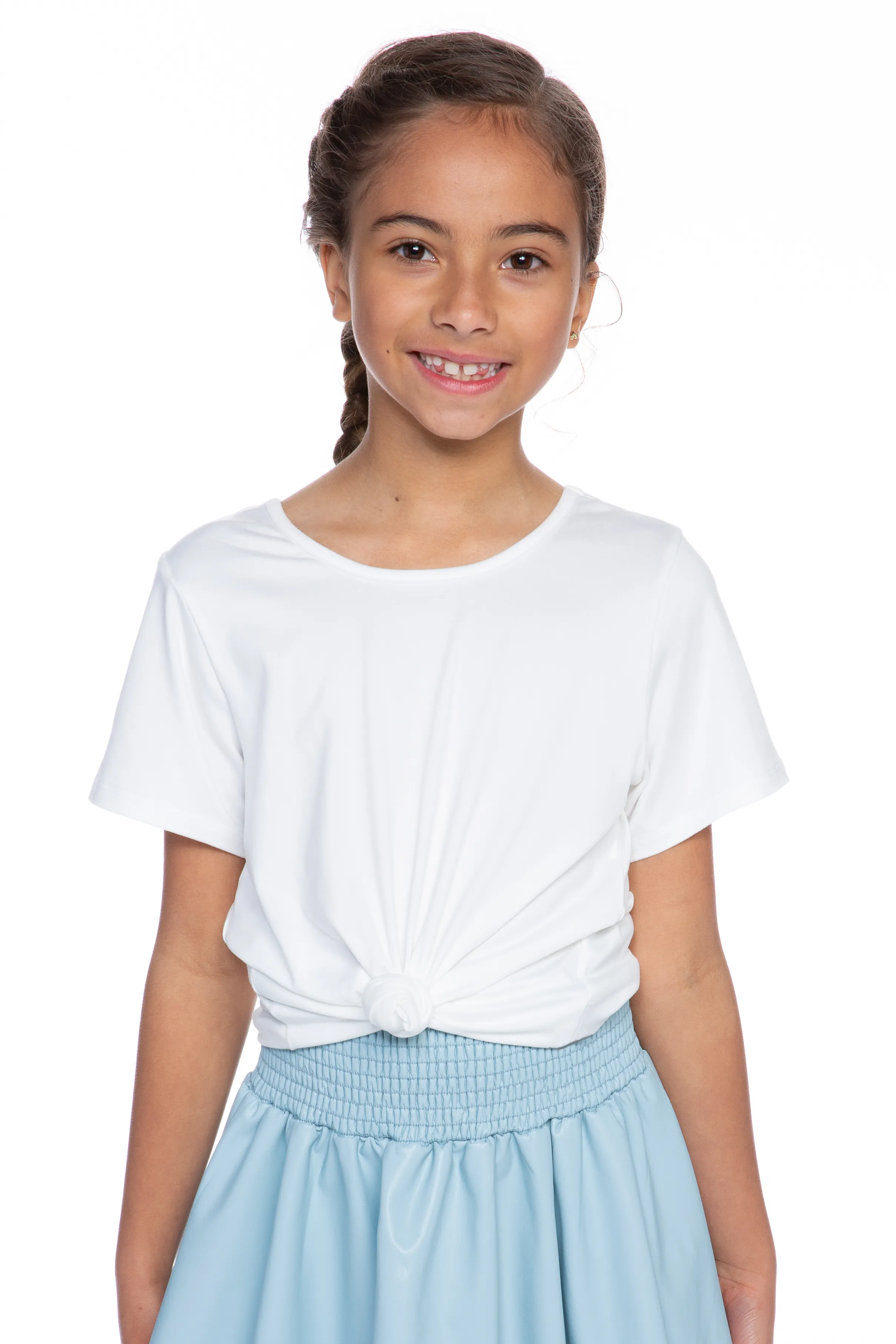 Simply Soft Bar-Back Shirttail Top - White