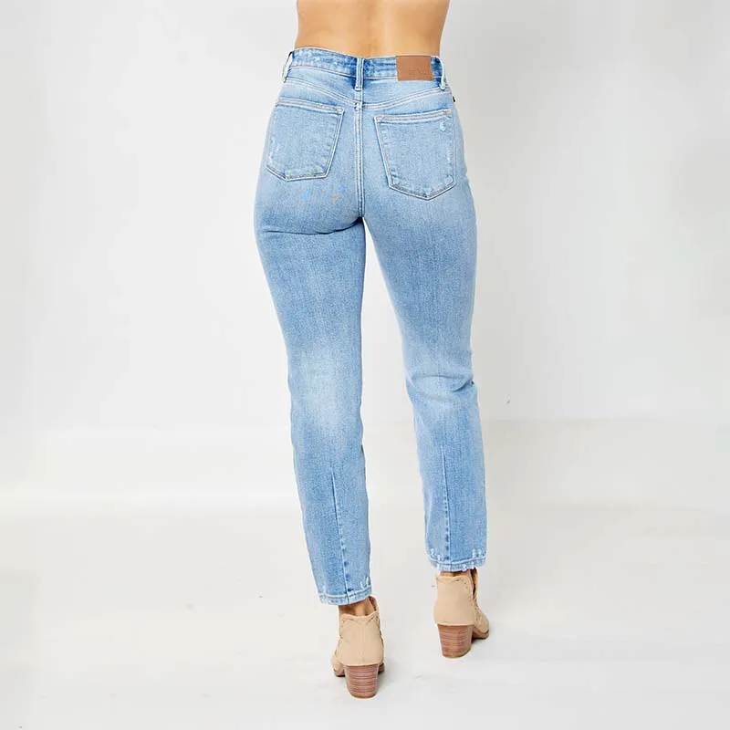 Slim High Rise Straight Jeans