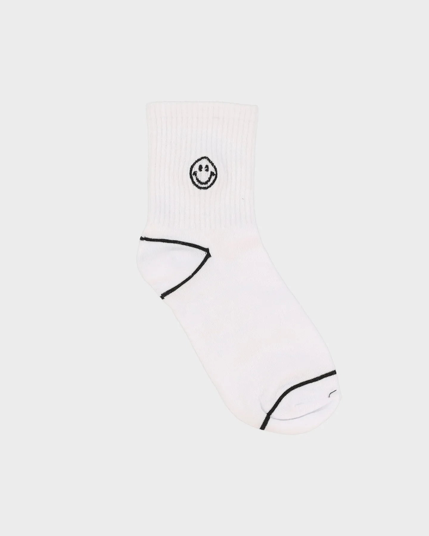 Smiley Embroidered White Socks