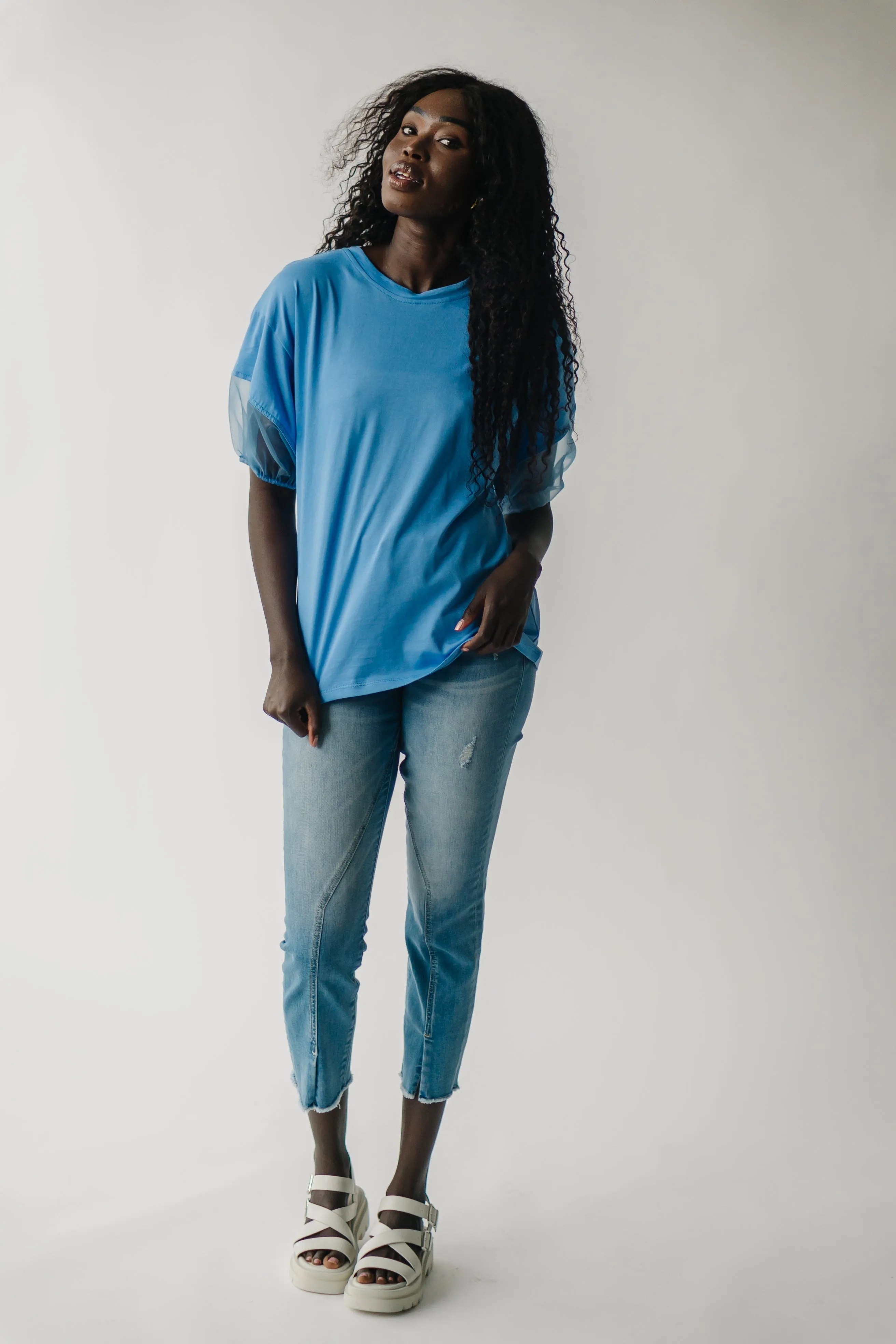 The Aguilar Knit Blouse in Ocean Blue