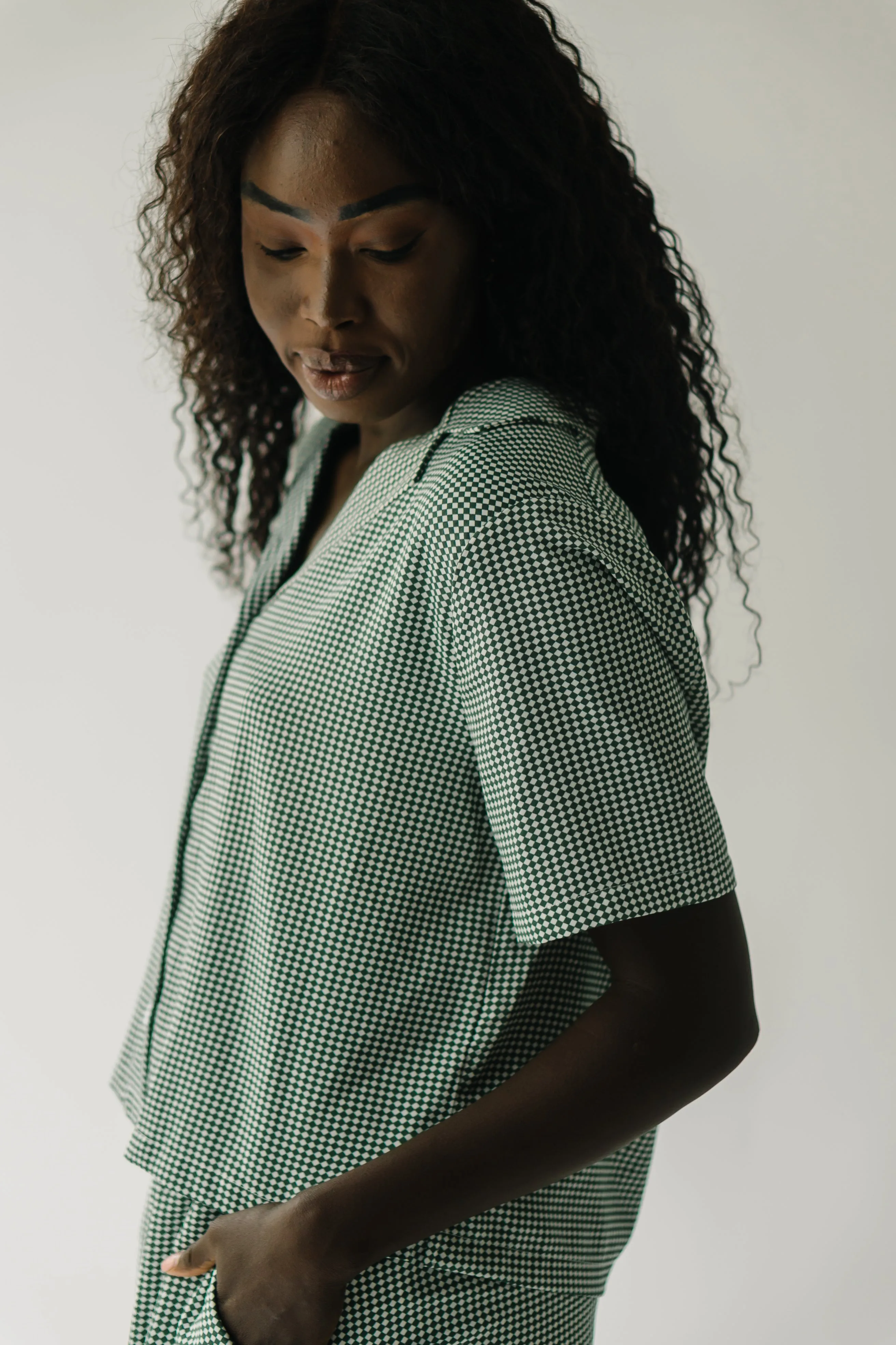 The Barstow Checkered Blouse in Green