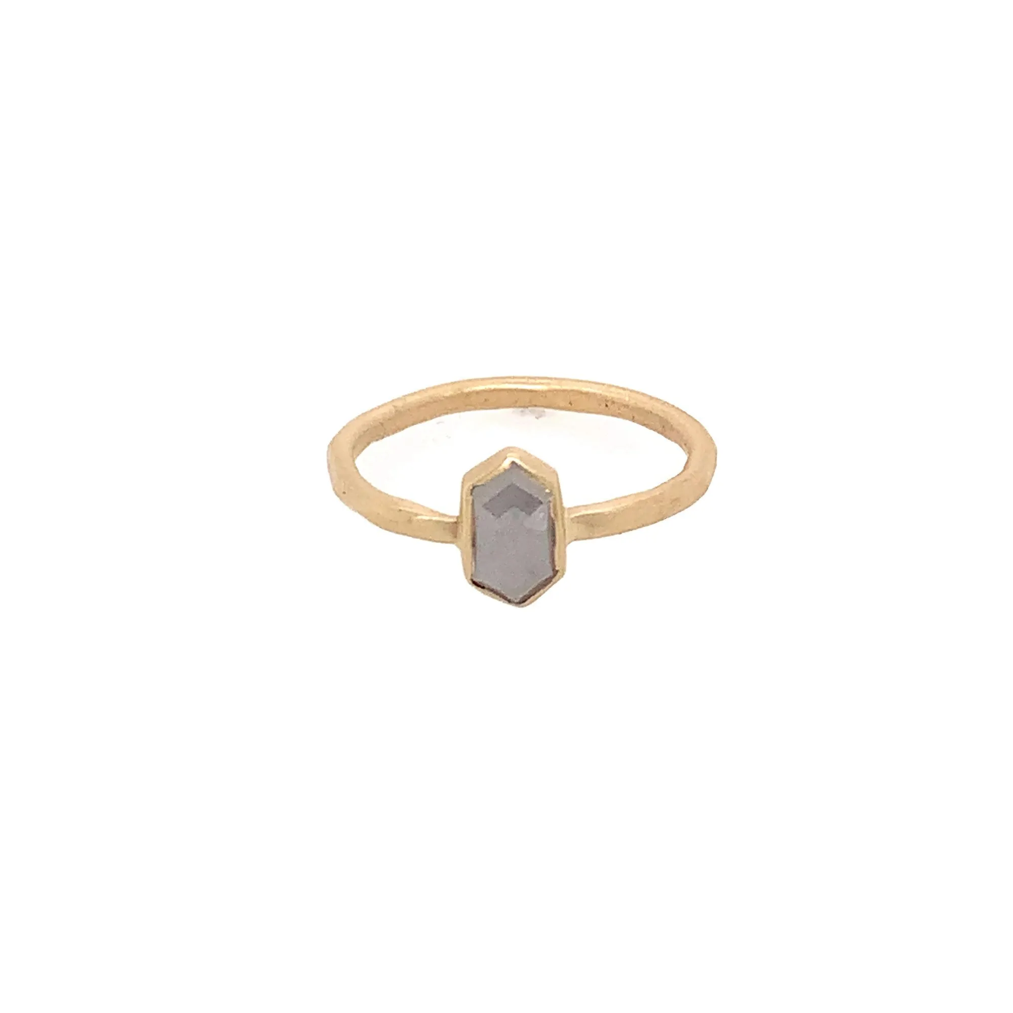 The Long Hex- Grey Diamond & 14k yellow gold