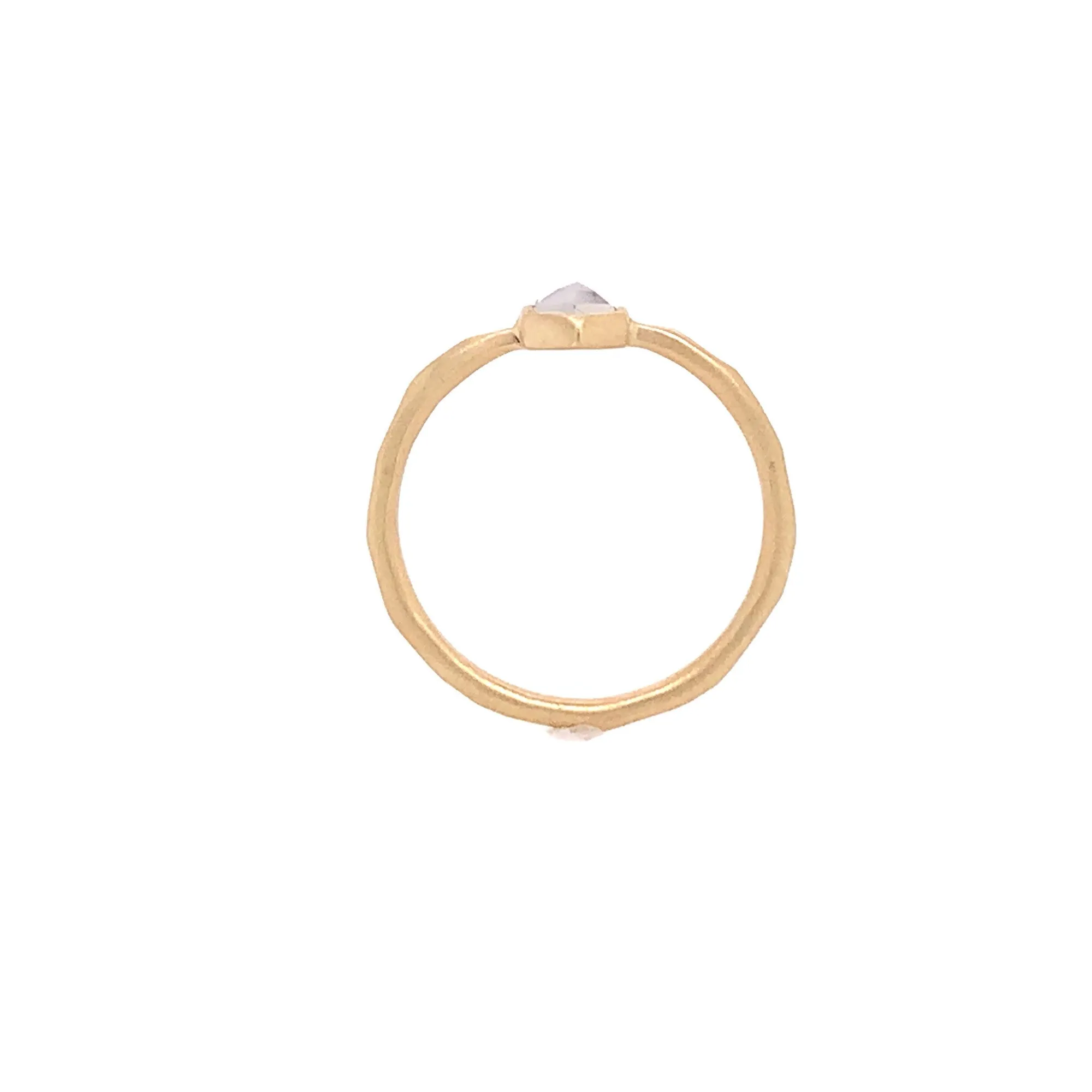 The Long Hex- Grey Diamond & 14k yellow gold