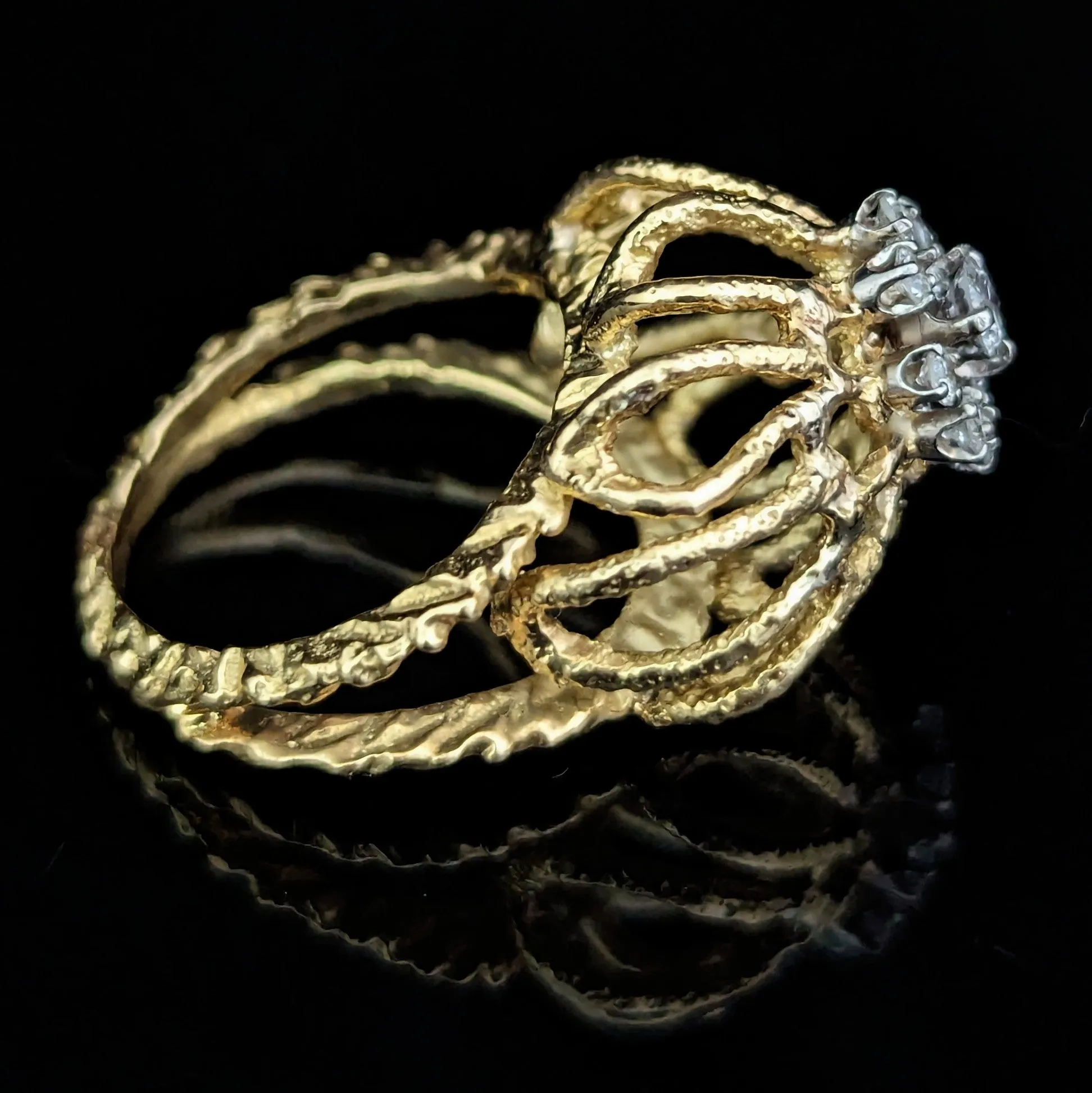 The Manteo - Vintage Diamonds 18k Yellow Gold Cocktail Ring c.1960s