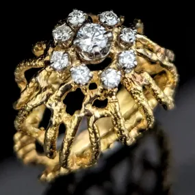 The Manteo - Vintage Diamonds 18k Yellow Gold Cocktail Ring c.1960s