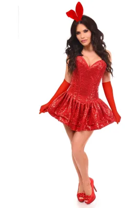 Top Drawer 4 PC Red Sequin Bunny Corset Dress Costume