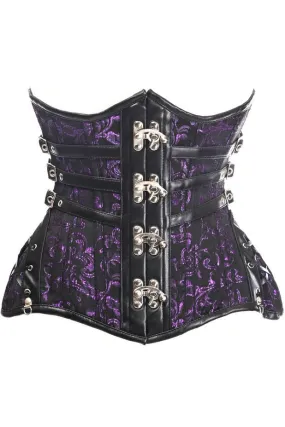 Top Drawer CURVY Steampunk Black/Purple Brocade Steel Double Boned Under Bust Corset