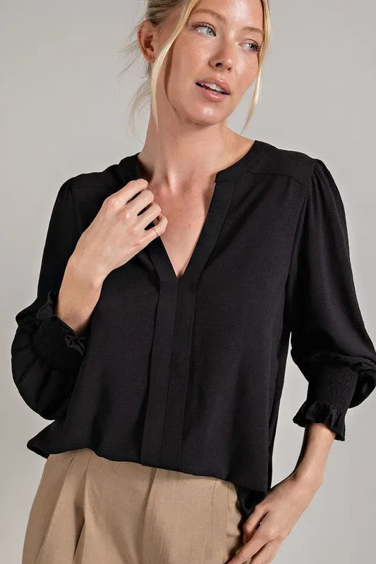 V-Neck Long Sleeve Top