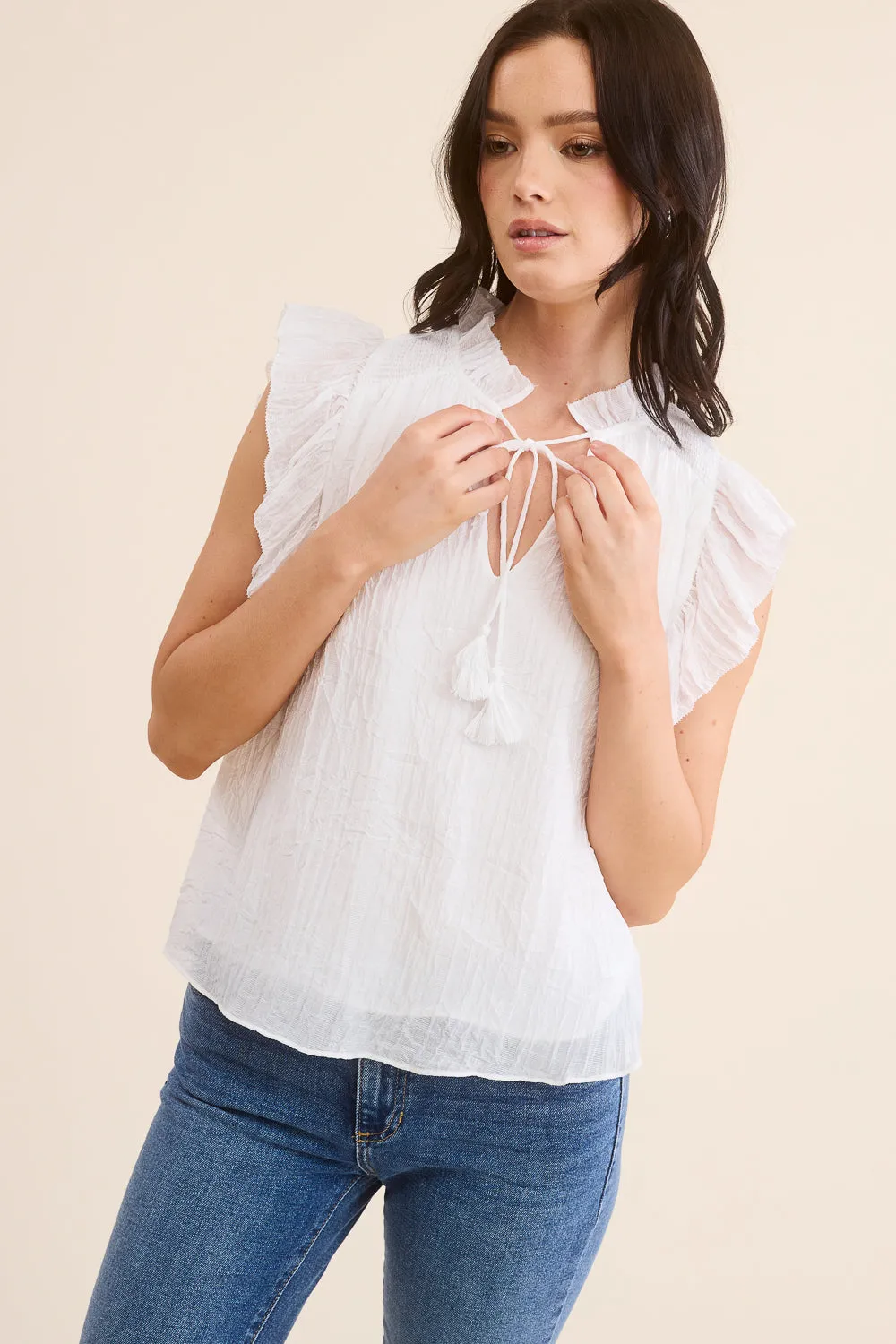 White Textured Blouse