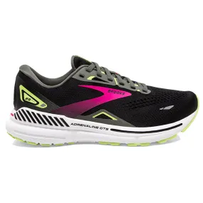 Women's Brooks Adrenaline GTS 23, Black/Gunmetal/Sharp Green, 12 B Medium