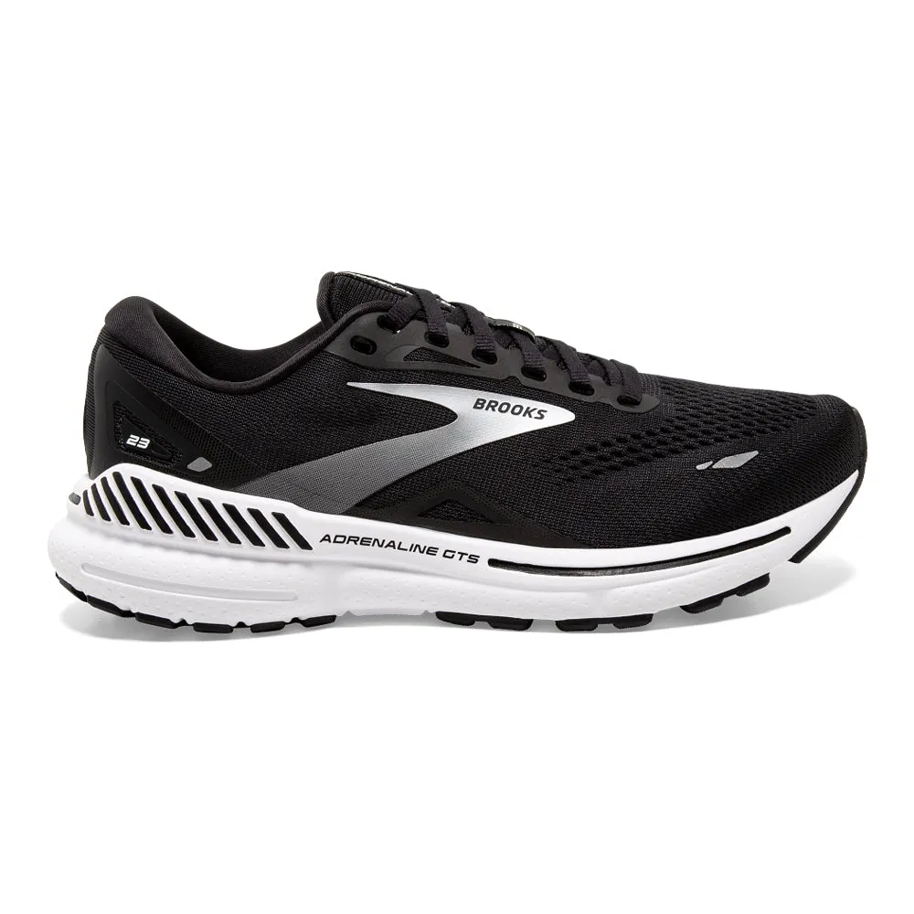 Women's Brooks Adrenaline GTS 23, Black/White/Silver, 7.5 D Wide