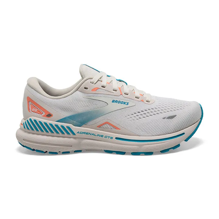 Women's Brooks Adrenaline GTS 23, Coconut/Papaya/Blue, 7 B Medium