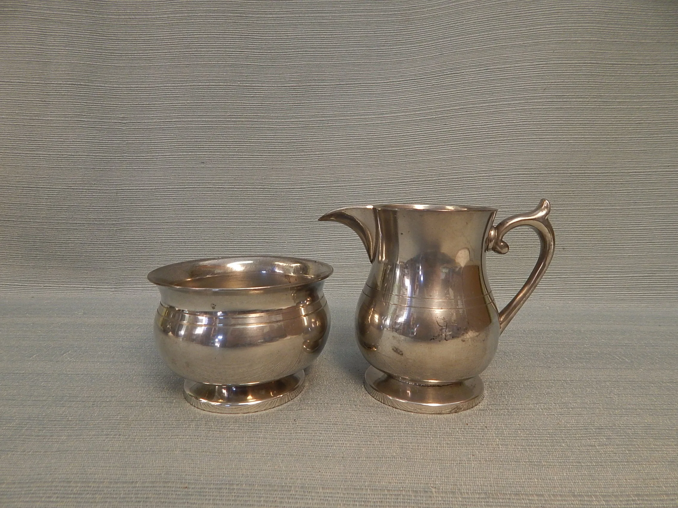 Woodbury Pewter Tea Pot with Creamer and Sugar