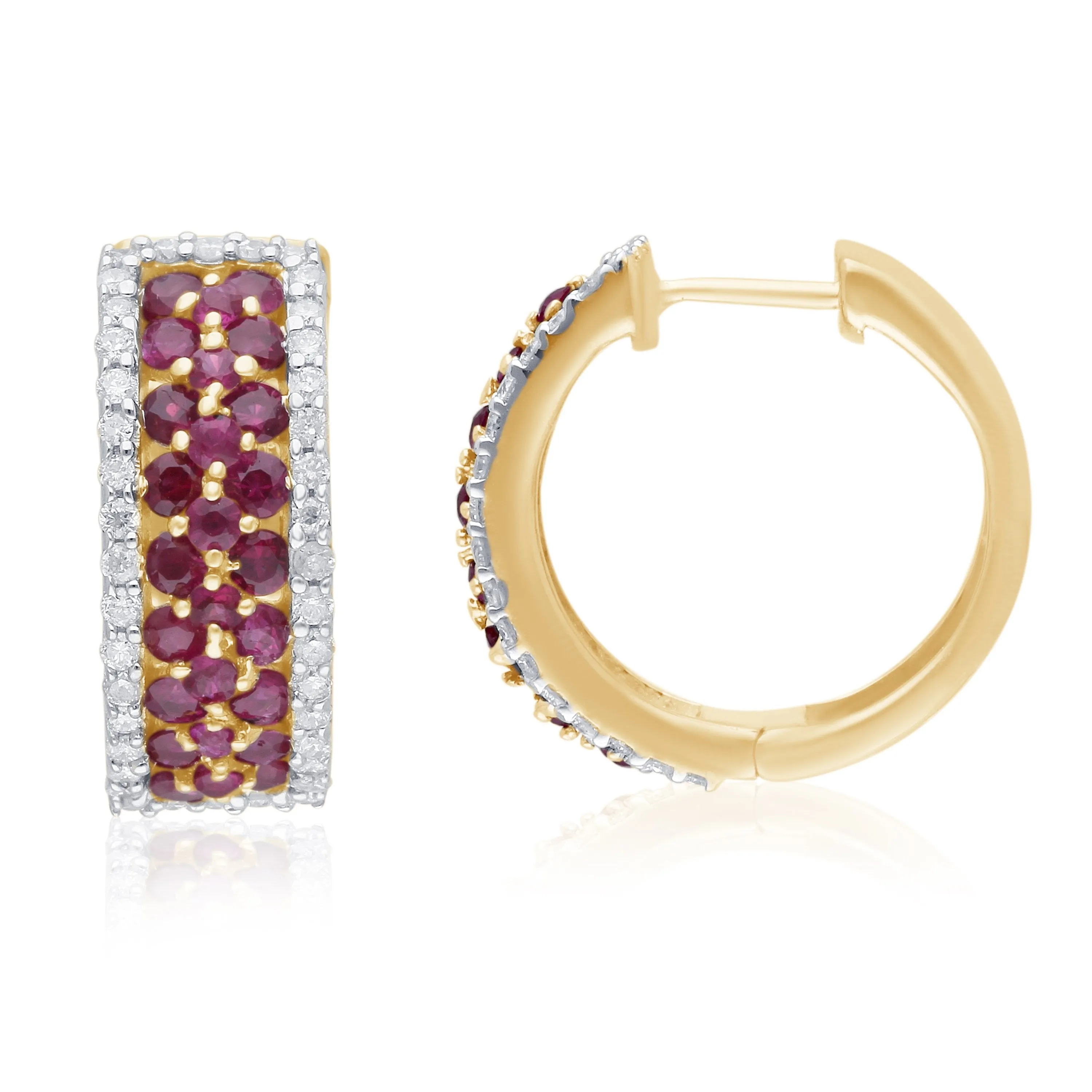 Yellow Gold Ruby & Diamond Infinite Earrings