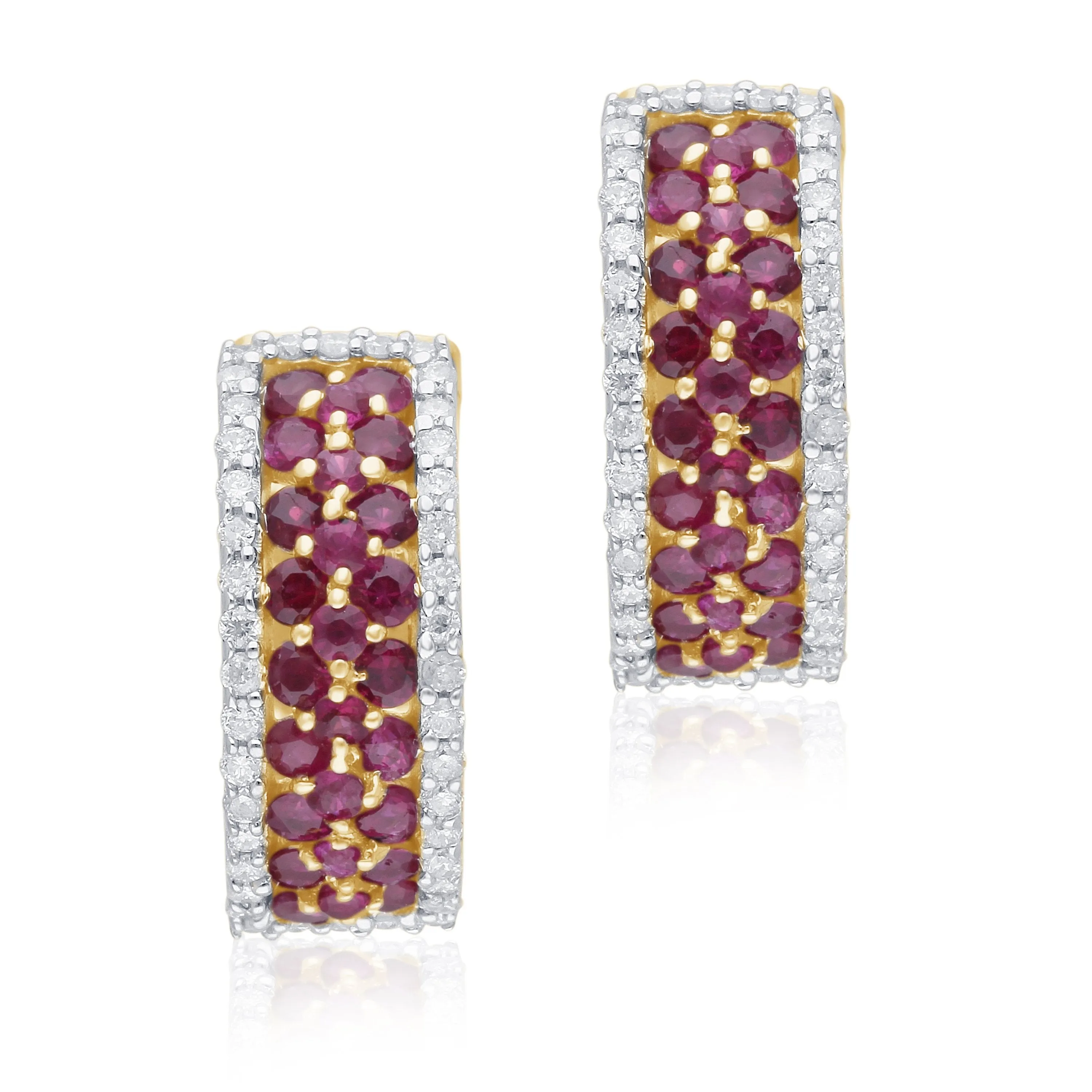 Yellow Gold Ruby & Diamond Infinite Earrings