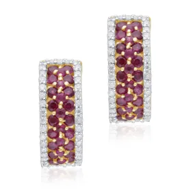 Yellow Gold Ruby & Diamond Infinite Earrings